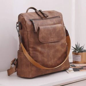 New Convertible Leather Backpack PU Leather Bag Multipurpose Bag